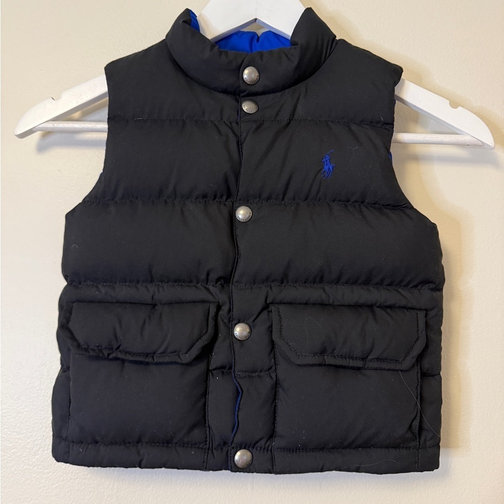 Polo Ralph Lauren Puffer Down Vest Reversible Blue Black Logo Pony 24 Mths 2T - Picture 4 of 11